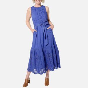 Destination 365 Regular Eyelet Sleeveless Maxi Dress with Self Belt Sizes S, M